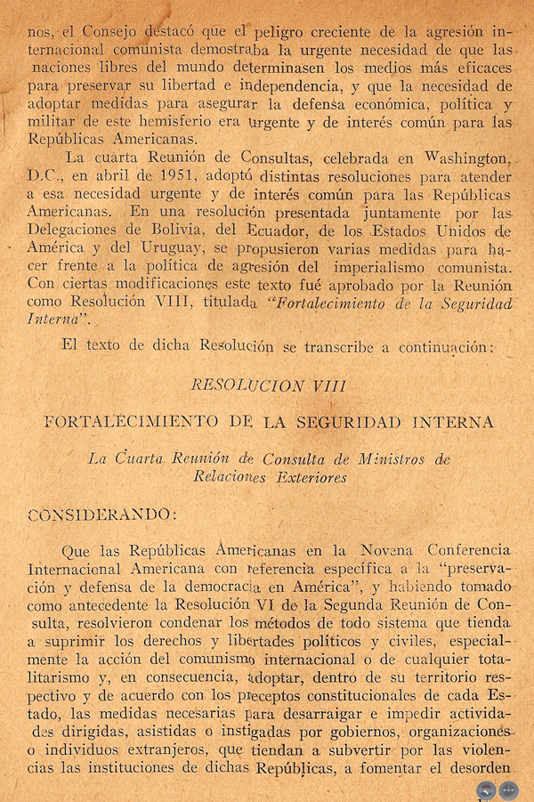 COLORADISMO PARAGUAYO FRENTE A LA ORGANIZACIÓN COMUNISTA INTERNACIONAL, 1954 - FIRMADO POR ALFREDO STROESSNER (RESOLUCIÓN JUNTA DE LA ANR)